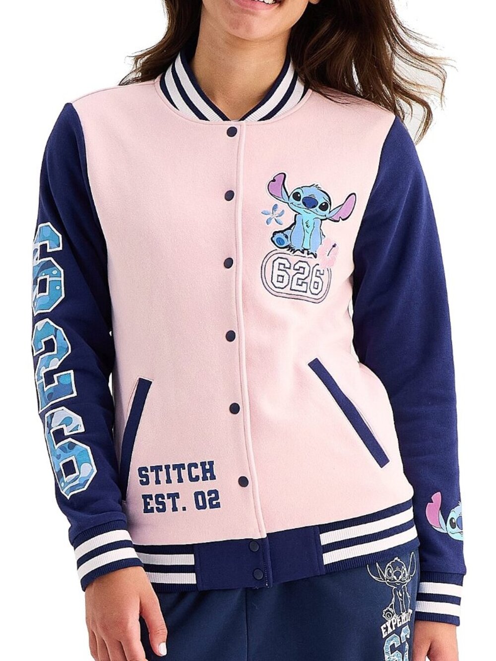 New! Disney Lilo & Stitch Embroidered Varsity Jacket - Women's Juniors S XXL